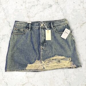 Distressed Denim Mini Skirt